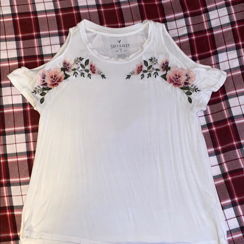 American Eagle Shoulder-less Embroidered Top